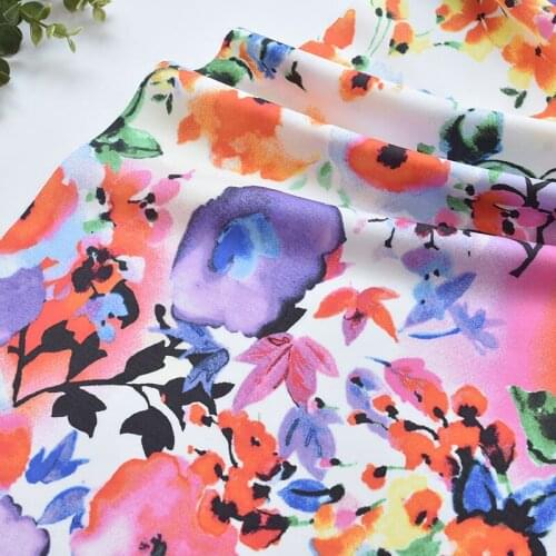 1meter 100% cotton Ink flower printing fabric for Childrens skirt dress DIY Summer clothes bag handwork fabric art XMT