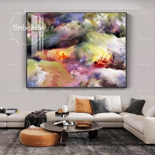 1 Pieces Brightness Storm Smoke Ship Landscape HD Canvas Oil Painting For Living Room Home Decor Pictures Wall Art Poster