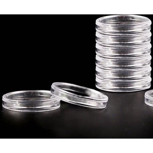 10pcs/Lot 27mm Round Storage Ring Plastic Boxes Clear Coin Holder Capsules Cases
