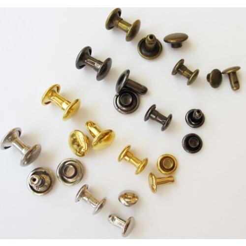 100pcs/lot Mix Color 7mm Double Cap Rivet Tubular Metal Leather Craft Repairs Studs Punk Spike Decoration