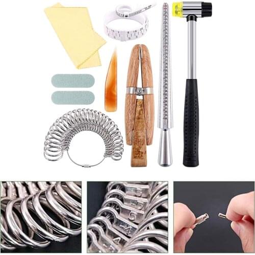 12Pcs Metal Jewelry Tool Measuring Stick Mandrel Ring Sizer Circle Models Kit,Easy to Read and Measure