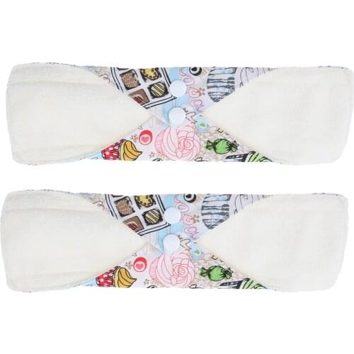 2 Pcs Washable Cotton Sanitary Napkin Towel Menstrual Panty Pads Random