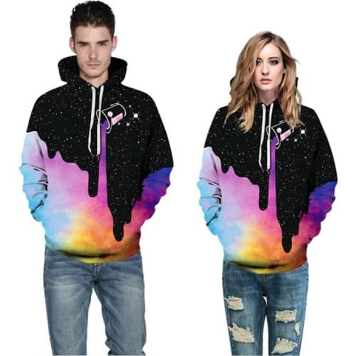 2020 New Womens Hoodies Loose Plus Size Lovers Baseball Uniform Starry Sky Smoke Ring Color Ink Digital Printing Hoodies