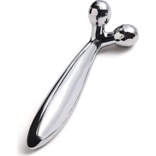 3D Face Lift Roller Massager Metal+ABS Massage Instrument 360 Rotate Roller Massager Y Shape for Face Lifting Wrinkle Remover