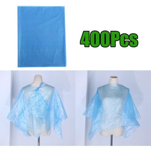 400-piece Blue Transparent Disposable Hair Cutting Capes Set Salon Gown Bibs