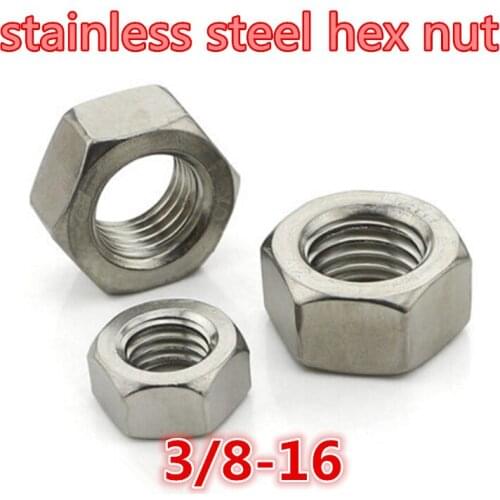 50pcs 3/8 - 16 a2 - 70 304 stainless steel hex nut