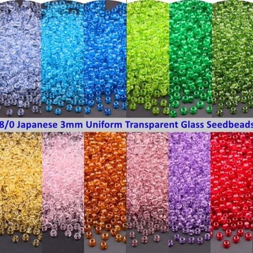 8/0 Japanese Transparent Glass Seedbeads 3mm Uniform Round Spacer Clear Glass Beads For Charm DIY Jewelry Making Garments Sewing