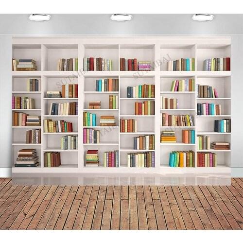 Library Wooden Bookshelf Book Photography Backdrop Child Baby Portrait Photographic Background for Photo Studio Photophone