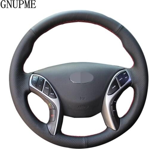 GNUPME Hand-stitched Soft Artificial Leather Car Steering Wheel Cover for Hyundai Elantra 2011-2018 Avante i30 2012-2018