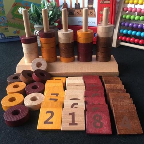 Wooden Stacking Counting Rings Block Math Arithmetic Kids Toddler Early Education Cognition Learning Toy