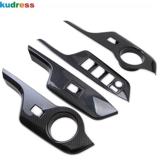 For Toyota CHR C-HR 2016 2017 2018 2019 Carbon Fiber Interior Door Window Lift Switch Panel Cover Trim Car Accessories 4pcs