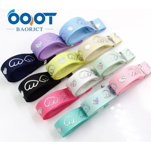 OOOT BAORJCT I-19326-737,10yards 16mm laser Silver cute cartoon Printed grosgrain ribbon DIY handmade headdres wedding gift wrap