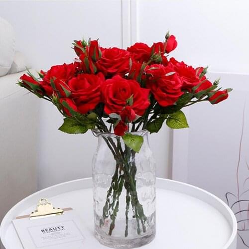 Artificial Flower Multi-use Bright-colored Faux Silk Flower Decorative Rose Display for Gifts