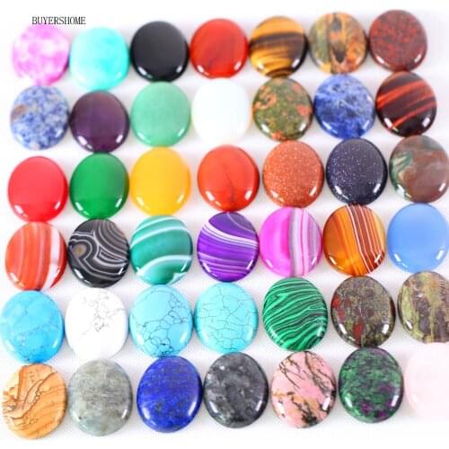 18x25MM&15x20MM CAB Cabochon 5Pcs Oval Natural Stone Bead For Making Necklace Bracelet Earrings Opal Onyx Crystal Lapis