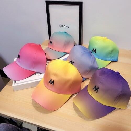 Cap Baseball Cap Women Fashion M Embroidery Fluorescent Gradient Cap Men Street Hip Hop Hat Wild Sun Hat Spring Men