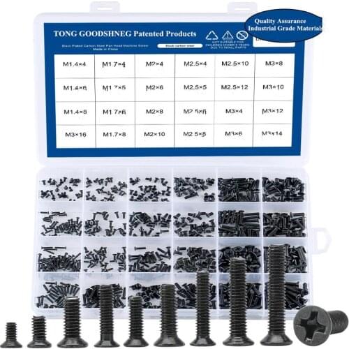 Carbon Steel Notebook Laptop Screws Kit Countersunk Flat Head Phillips Mini Screw Set M1.4 M1.7 M2 M2.5 M3 For HP Lenovo