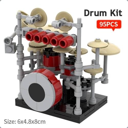 MOC Musical Instrument Bricks Assembly Drum Kit Model Building Blocks Kids Christmas DIY Educational Toys For Children Xmas Gift