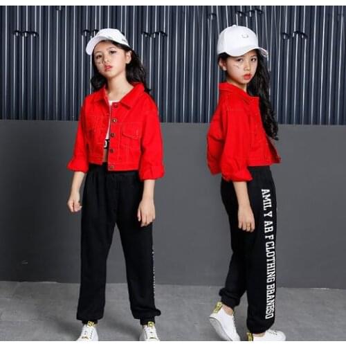 Teenage Girls Jazz Hip Hop Dance Competition Costume Children Clothes Three Pieces Sets Kids Girl Clothing Outfits
