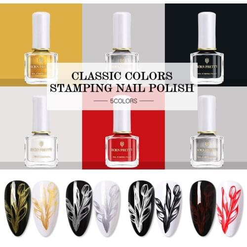 BORN PRETTY Nail Art Stamping Polish 7ml Gold Silver Black White Color Printing Varnish DIY Design For Stamping Plates Manicure