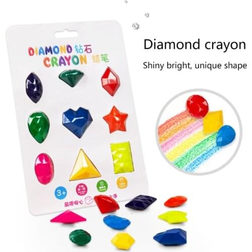 9 Colors Diamond Shape Crayons Non Toxic Washable Painting Drawing Wax for Baby Kids Educational Art Supplies