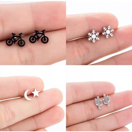 18 Styles Minimalism Stainless Steel Stud Earrings Fashion Geometric Jewelry Earrings for Women