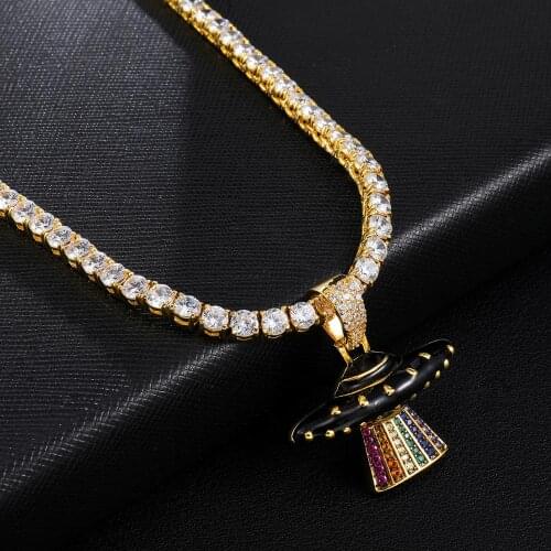 Fashion Iced Out UFO Pendant & Necklace New Arrival Micro Paved Cubic Zircon Mens Hip Hop Jewelry For Gift