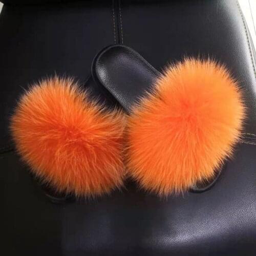 Fashion Furry Summer Slider Slippers Fur Sandals Fluffy Womens Slippers Fluffy Fur Slides Winter Warm Slippers Plush Flip Flops