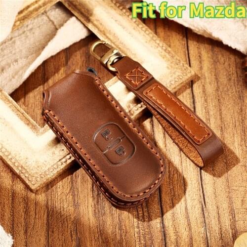 Genuine Leather Case Cover Holder For Mazda 3 6 Atenza CX5 CX-5 CX7 CX-7 CX9 CX-9 MX5 Remote Key 2 3 Buttons Auto Accessories