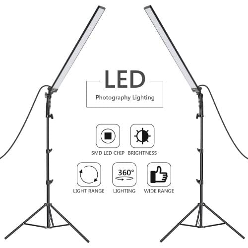 Neewer 60 LED Light Studio LED Lighting Kit: 2 Packs Light Wand Handheld LED Video Light Stick 5500K with 2 Meters Light Stan