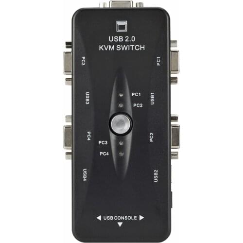 New 4-Port USB 2.0 Kvm Switch Smart Mouse Keyboard VGA Video Monitor 250mhz 1920x1440