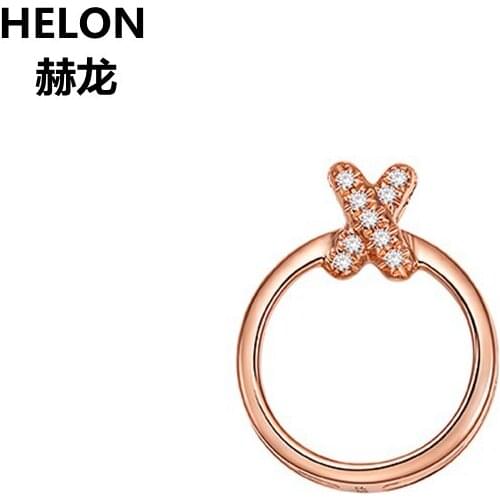 Solid 14k Rose Gold SI/H 100% Natural Diamonds Pendant Women Pendant Office Career Style Party Fine Jewelry