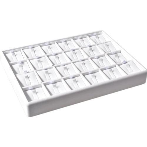 PU Leather 24 Slots Jewelry Display Tray Necklace Holder Pendant Storage Box Earring Case Organizer Showcase packaging &15