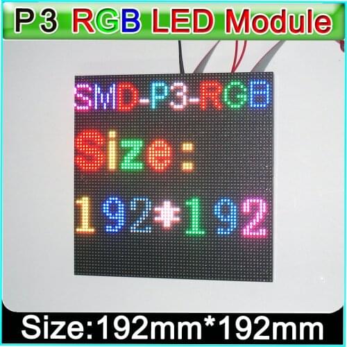 P3 full color LED display module, indoor SMD p3 rgb led panel 192mm*192mm,DIY Indoor HD video wall LED Module