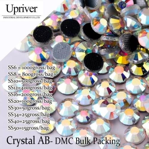 Upriver Wholesale Large Pack Clear Bright Stones Best Quality ss6 - ss50 Crystal AB Hotfix Rhinestones For Garment Accessories