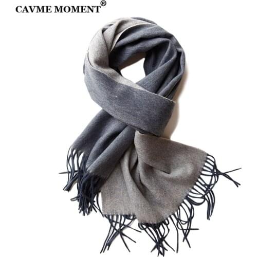CAVME Wool Scarf Unisex Long Scarf Fashion Ladies Scarves Double Colors Soft Woolen Tassels Wraps 40*200cm 190g