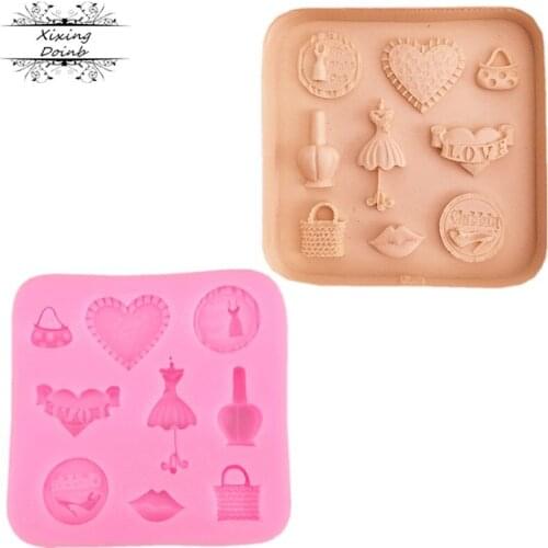Silicone mold DIY baking tool bag high heeled shoes love womens dress shape fudge chocolate mold cake decoration tool mold
