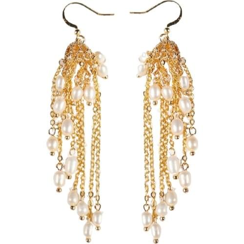 SINZRY NEW FASHION JEWELRY handmade natural pearl long tassel vintage drop earring for women