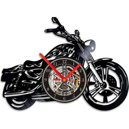 Modern Design Wall Clock Off-Road Motocycles Clocks 3D Stickers Vinyl Record Wall Watch Home Decor Silent 12 inch