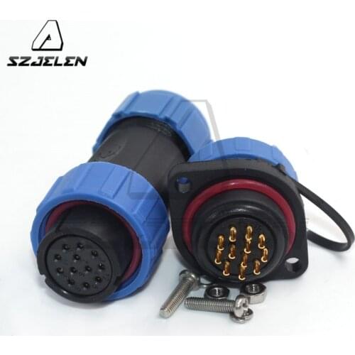 SP21Waterproof Panel Mount Circular Aviation Cable Connector IP68series Waterproof 12 pins High voltage connector plug socket 5A