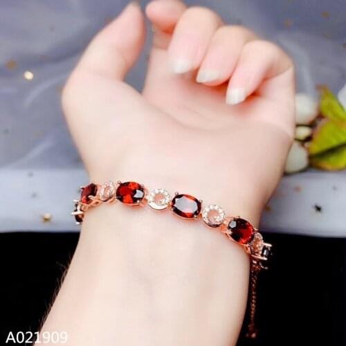 KJJEAXCMY boutique jewelry 925 sterling silver inlaid natural Garnet female bracelet support detection trendy