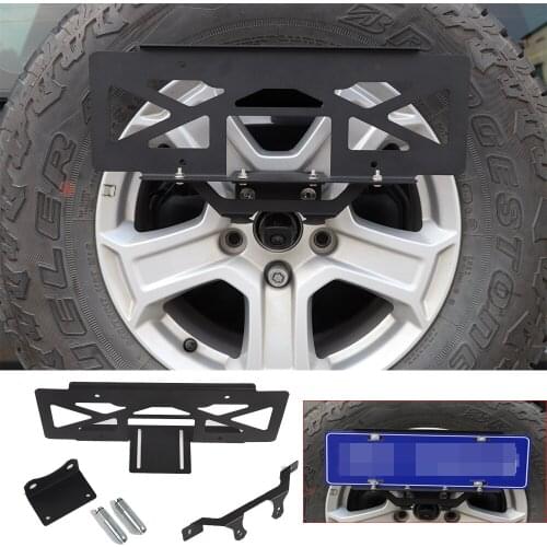 Spare Tire License Plate Bracket for Jeep Wrangler JL 2018+ Iron Black Car Mount Holder Accessories