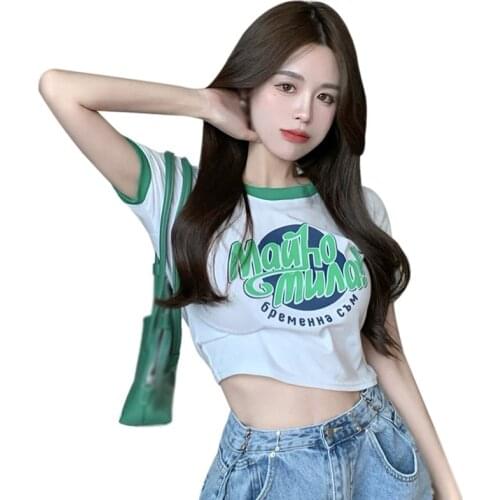 Harajuku Women Green Short Sleeve Printing Tee Summer Fashion Lady Clothes Print T Shirt Female Top