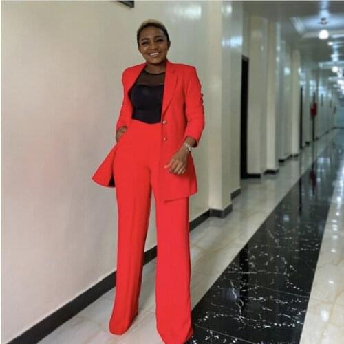 2021 Long Sleeve African Clothes for Women Spring Autumn African Women Long Sleeve Polyester Two Pieces Sets Top + Pant