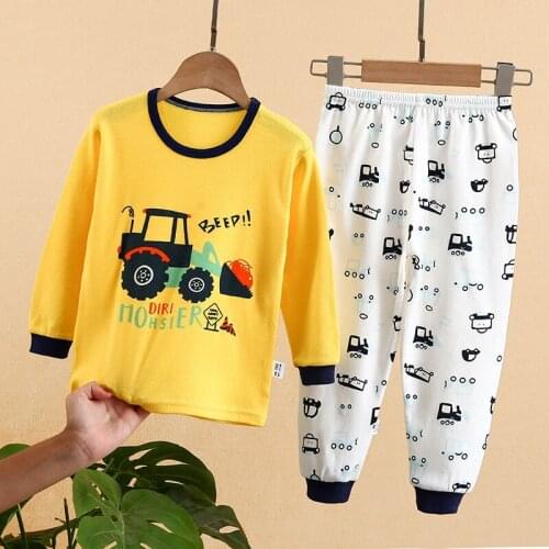 2021 Winter Baby Clothes Pure Cotton Long-sleeve Suit Children Casual Home Wear Kids Thermal Cloth Set Boys 2pcs