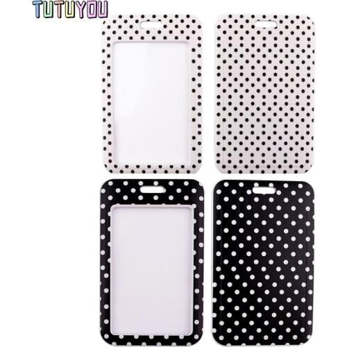 1pcs PC2930 White Black Dots Bank Credit Card Holder Wallet Bus ID Name Work Card Holder For Student Card Cover Business Card