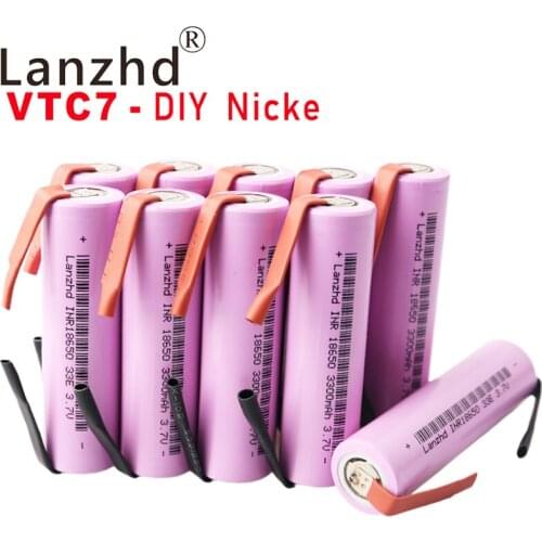 10pcs 18650 battery lithium Li ion 3.7v batteries For samsung 18650 33E 3300mAh VTC7 +DIY Nickel 100% Original brand