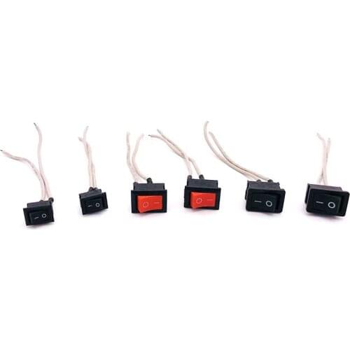 10pcs Black Red Rocker Switch 20 Amp DC, Round Light 12 V Volt Kit Car 2Pin Switch Cable Wire Square Switch