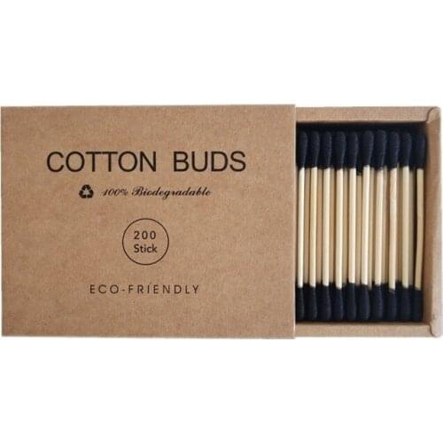 200pcs Double Head Cotton Swab Bamboo Cotton Swabs Wood Sticks Disposable Buds Cotton for Nose Ears Cleaning Disposable