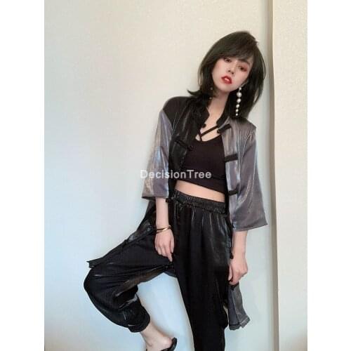 2021 chinese traditional top+pants set retro elegant improved bride vintage hanfu improved suit elegant oriental lady set suit