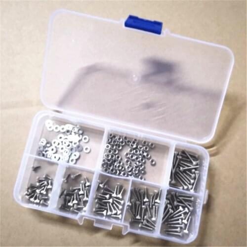 250pcs m1.6 m2 m2.5 M3 Stainless Steel Hex Socket Screws Bolt With Hex Nuts Washers Assortment Kit